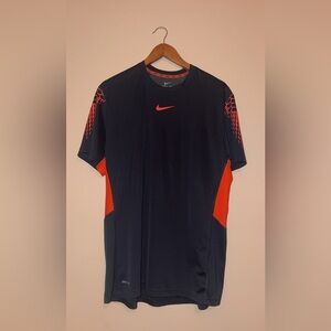 Nike Men's Black and Orange Sports Shirt